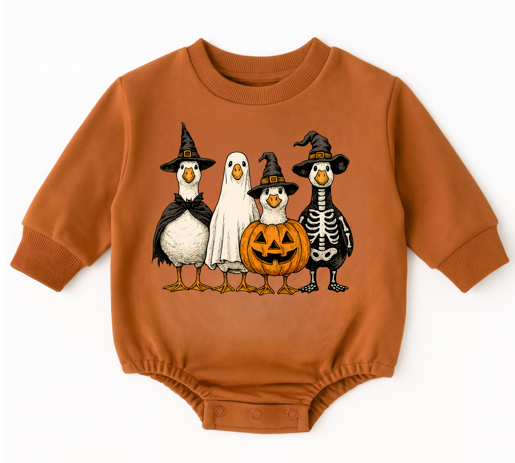 Ducks Halloween Baby Oversized Romper French Terry Hippo Boutique