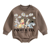 Soft warm fleece Baby pooh Oversized Sweatshirt Romper Hippo Boutique