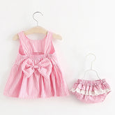 Striped Sleeveless Baby Dress with bummies Hippo Boutique