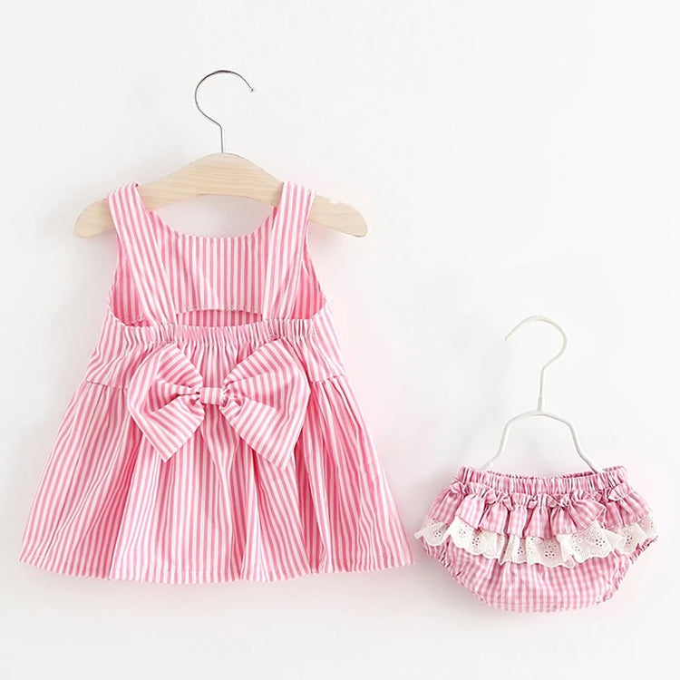 Striped Sleeveless Baby Dress with bummies Hippo Boutique