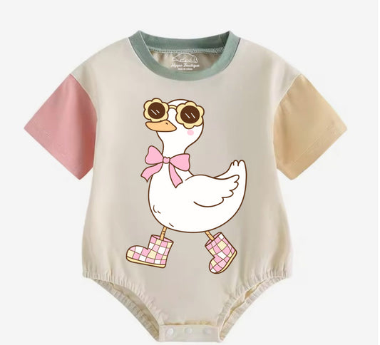 Pink Sunglasses Goose Color Block Baby T-Shirt Romper Hippo Boutique