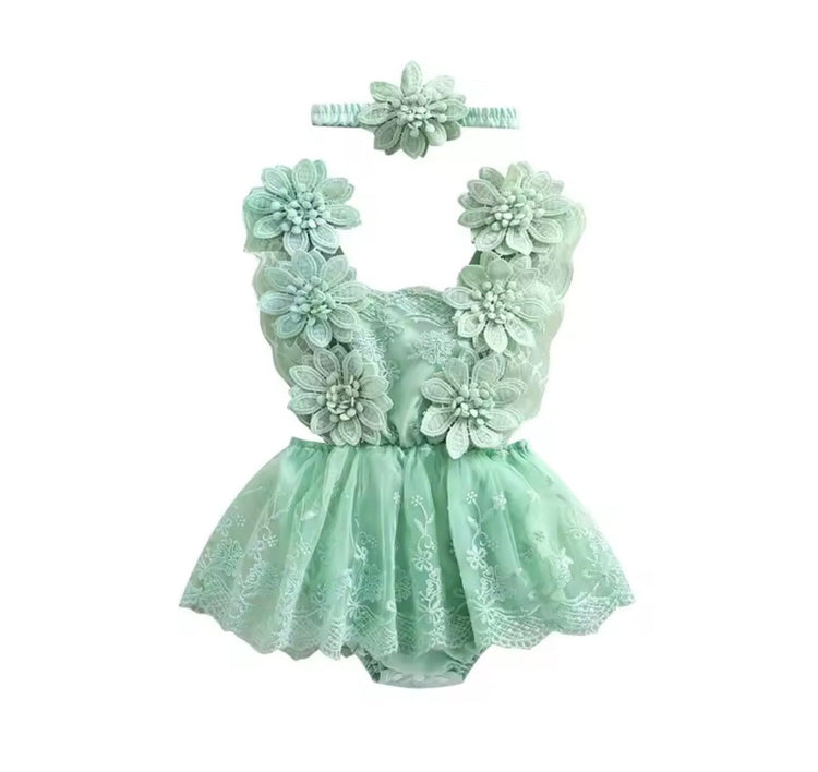 Floral Lace Baby Girl Romper Dress Hippo Boutique