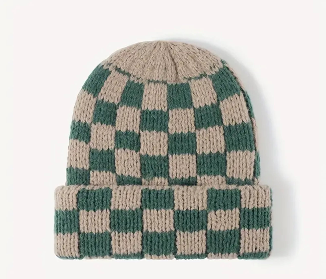 Checkered Print Knit Beanies Hippo Boutique