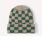 Checkered Print Knit Beanies Hippo Boutique