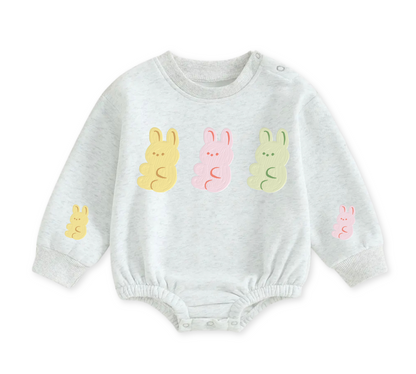 Soft warm fleece oversized Romper - Bunnies