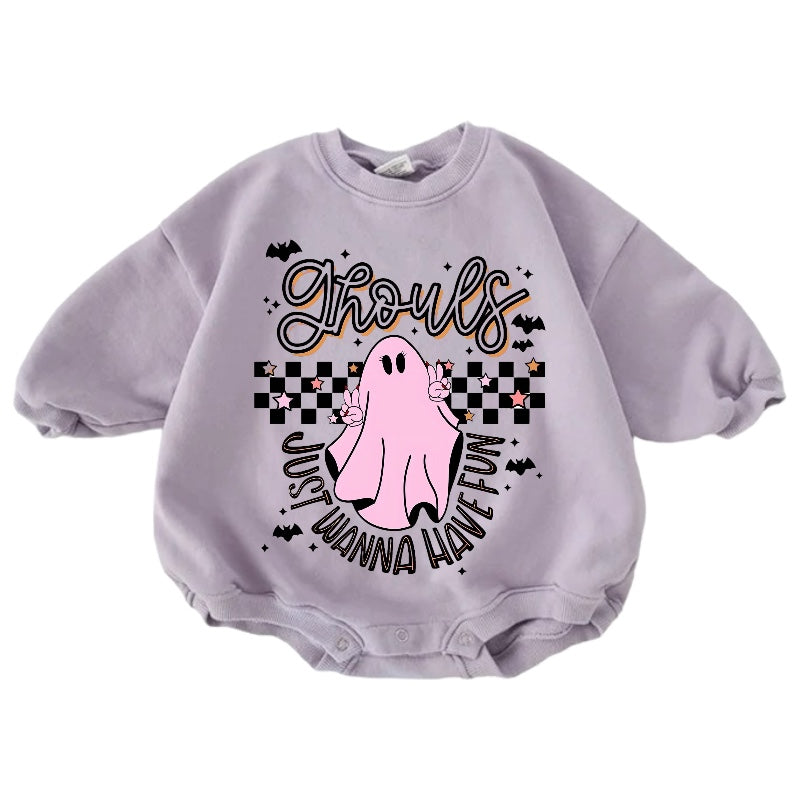 Ghouls Just Wanna Have Fun Cotton Baby Halloween Sweatshirt Romper Hippo Boutique