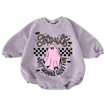 Ghouls Just Wanna Have Fun Cotton Baby Halloween Sweatshirt Romper Hippo Boutique