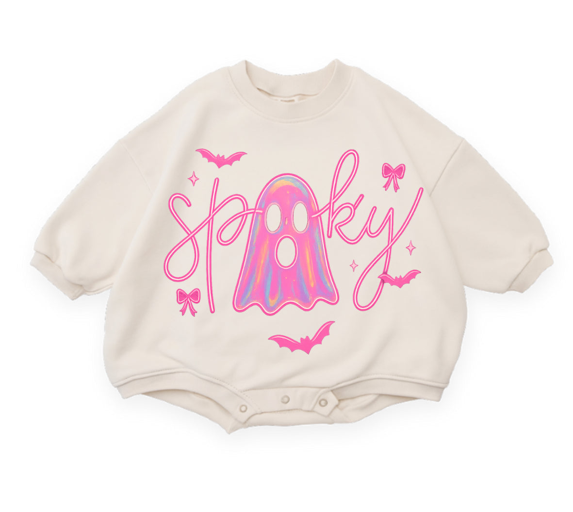 Ghost Cherry Cotton Baby Halloween Sweatshirt Romper Hippo Boutique