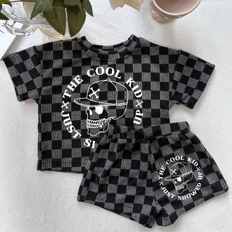 Cool Kid Baby & toddler checkered shorts and t-shirt outfit Hippo Boutique