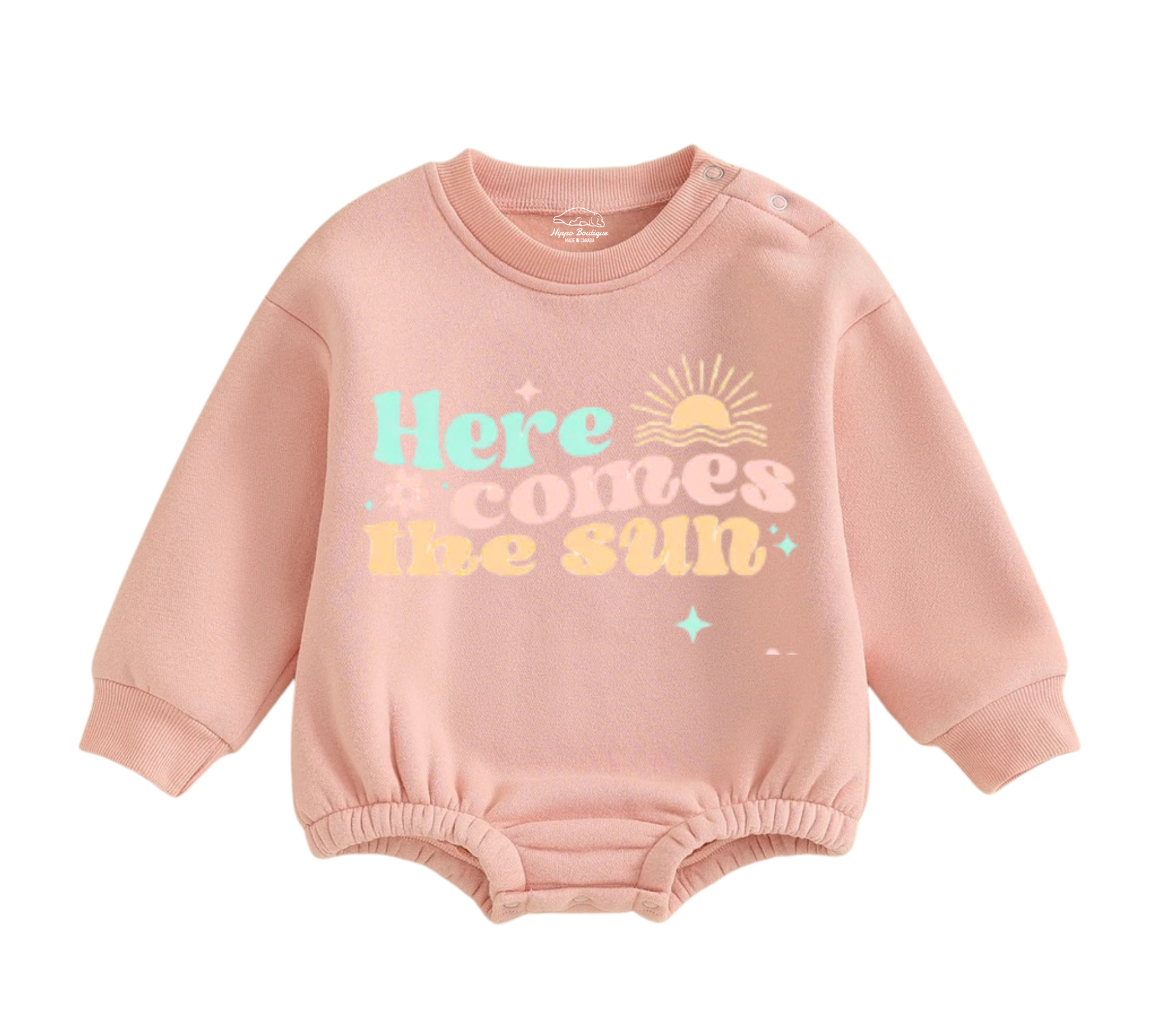 Soft warm fleece oversized Romper - Here comes the sun Hippo Boutique