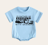 Feeding Cows With Grandpa Baby & toddler t-shirt bubble Romper Hippo Boutique