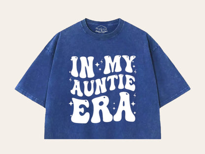 In My Auntie Era Stone Washed 100% Cotton Oversized Cropped T-Shirts Hippo Boutique