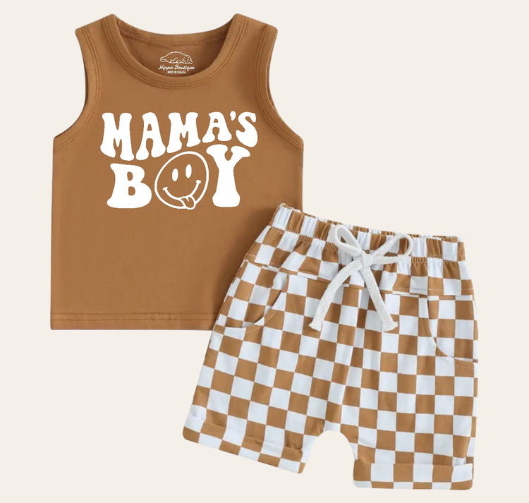 Mama’s Boy Tank & -Checkered Shorts Baby & toddler outfit Hippo Boutique