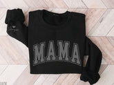 Varsity Mama Sweatshirt with children’s name on sleeve Hippo Boutique