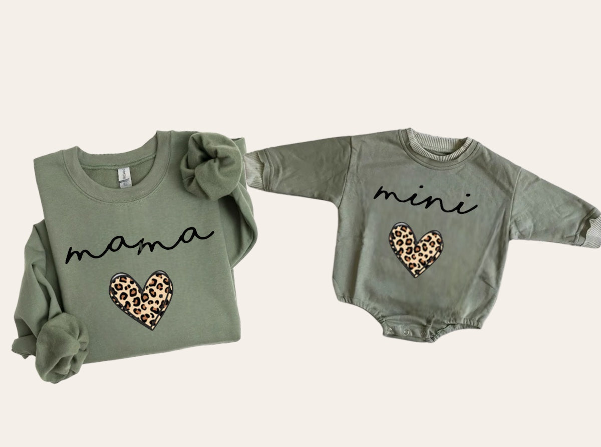 Mama Bear & Mini Bear matching Baby Sweatshirt Romper bodysuit & Crewneck Hippo Boutique