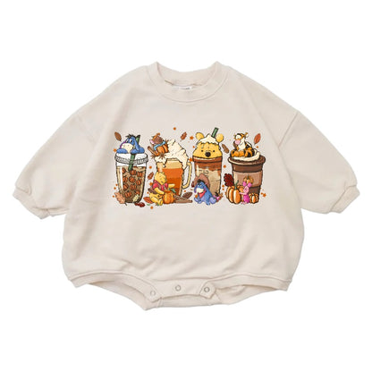 Cotton Pooh Fall Baby Halloween Sweatshirt Romper Hippo Boutique