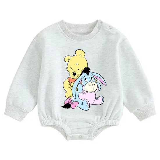 Soft warm fleece Baby pooh Oversized Sweatshirt Romper Hippo Boutique