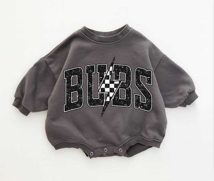 Baby Cotton Sweatshirt Romper - Bubs Lightning Hippo Boutique