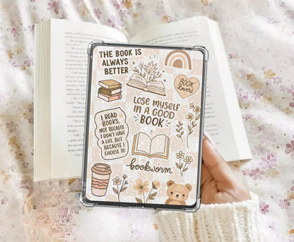 Kindle Insert - Brown Checkered Bookish Hippo Boutique