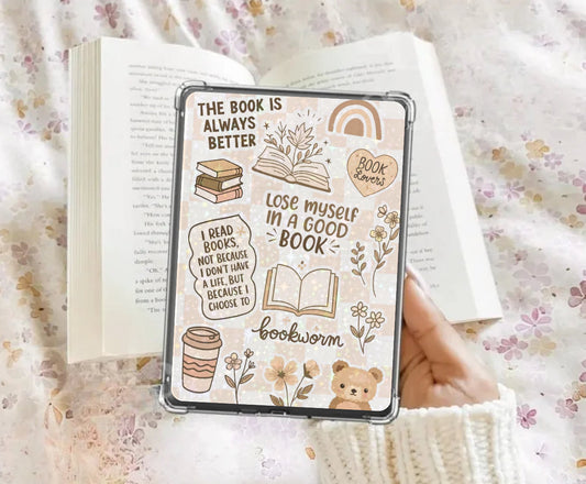 Kindle Insert - Brown Checkered Bookish Hippo Boutique