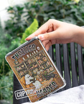 Glossy Kindle insert with cute ghost reading a book in sunflower-themed cozy library design. - Kindle Insert - Cute Thriller Reader Ghost