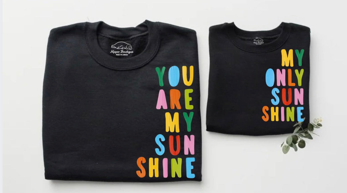 Mama & Mini Matching Sweatshirts - You are my sunshine Hippo Boutique