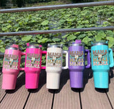 Western Mama 40oz Insulated Tumbler with Handle and straw Hippo boutique