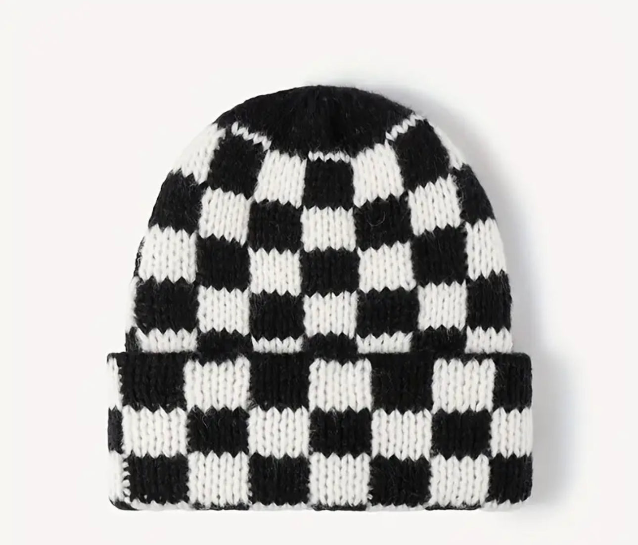 Checkered Print Knit Beanies Hippo Boutique