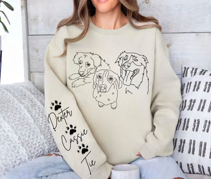 Custom Pet Portrait Sweatshirt with pet name on sleeve Hippo Boutique