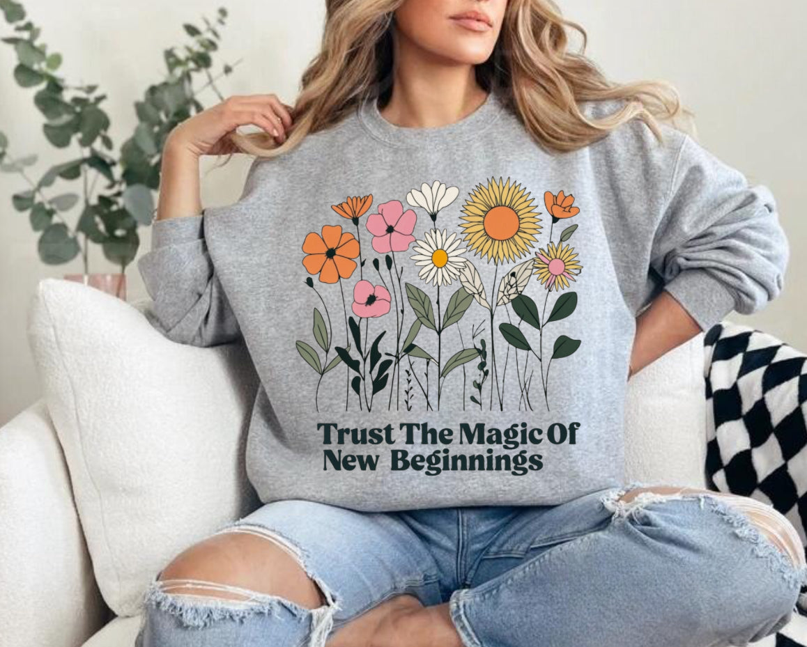 Wildflower Mama Bow Women’s Crewneck Sweatshirts Hippo Boutique