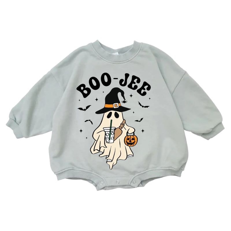 Boojee Cotton Baby Halloween Sweatshirt Romper Hippo Boutique