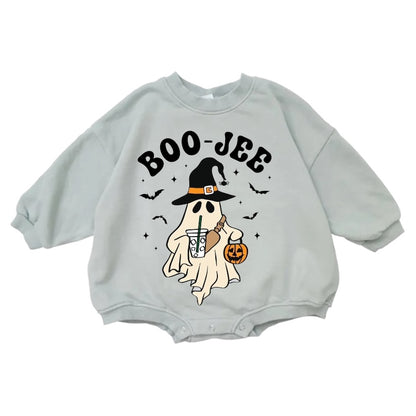 Boojee Cotton Baby Halloween Sweatshirt Romper Hippo Boutique