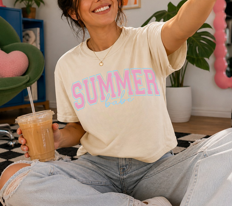 Cropped Top & T-Shirts - Summer Babe Hippo Boutique
