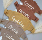 Personalied Name Newborn Baby & Kids Embroidered Knit Sweaters z Hippo Boutique