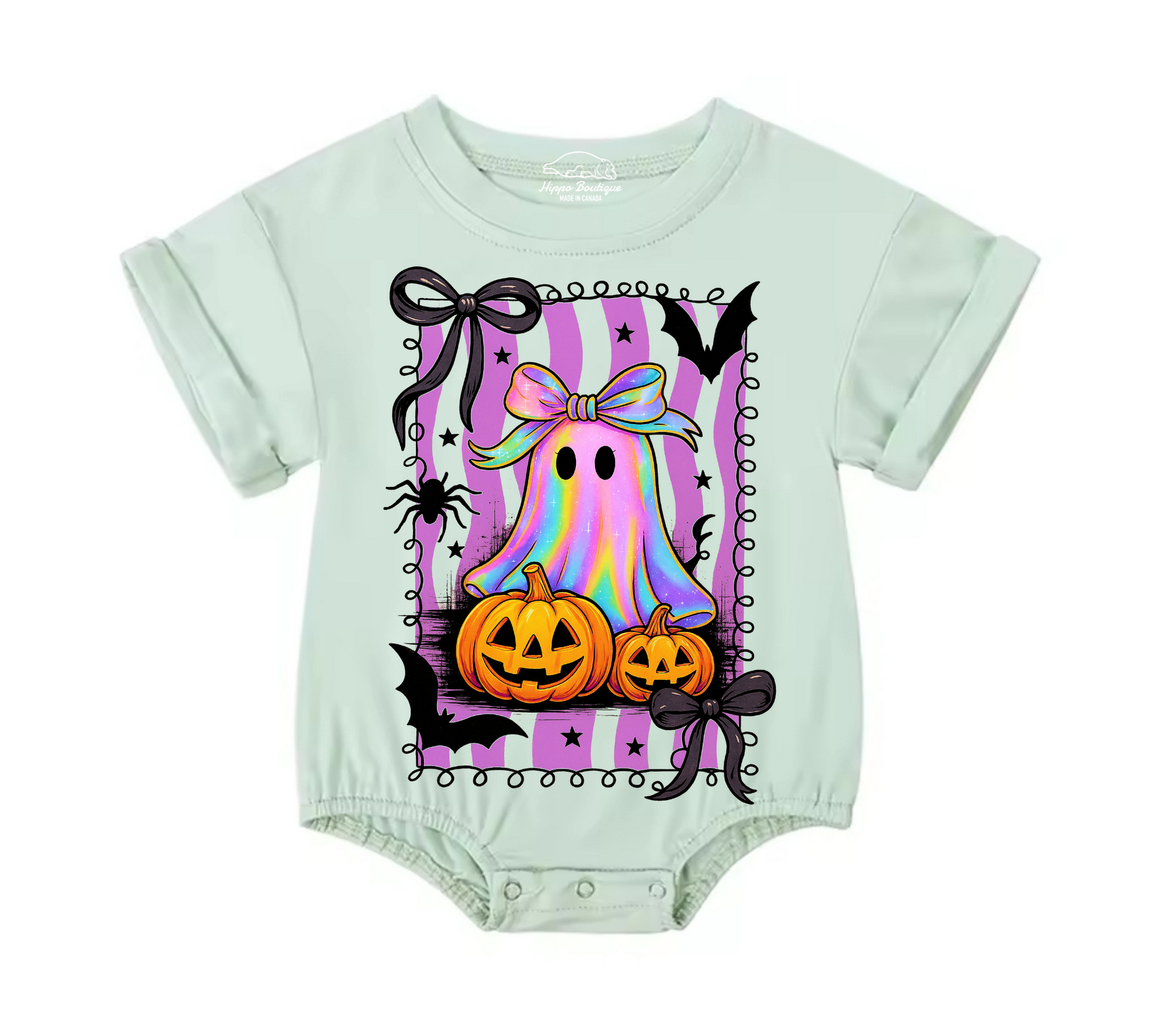 Ghost Coquette Halloween Baby t-shirt Bubble Romper Hippo Boutique