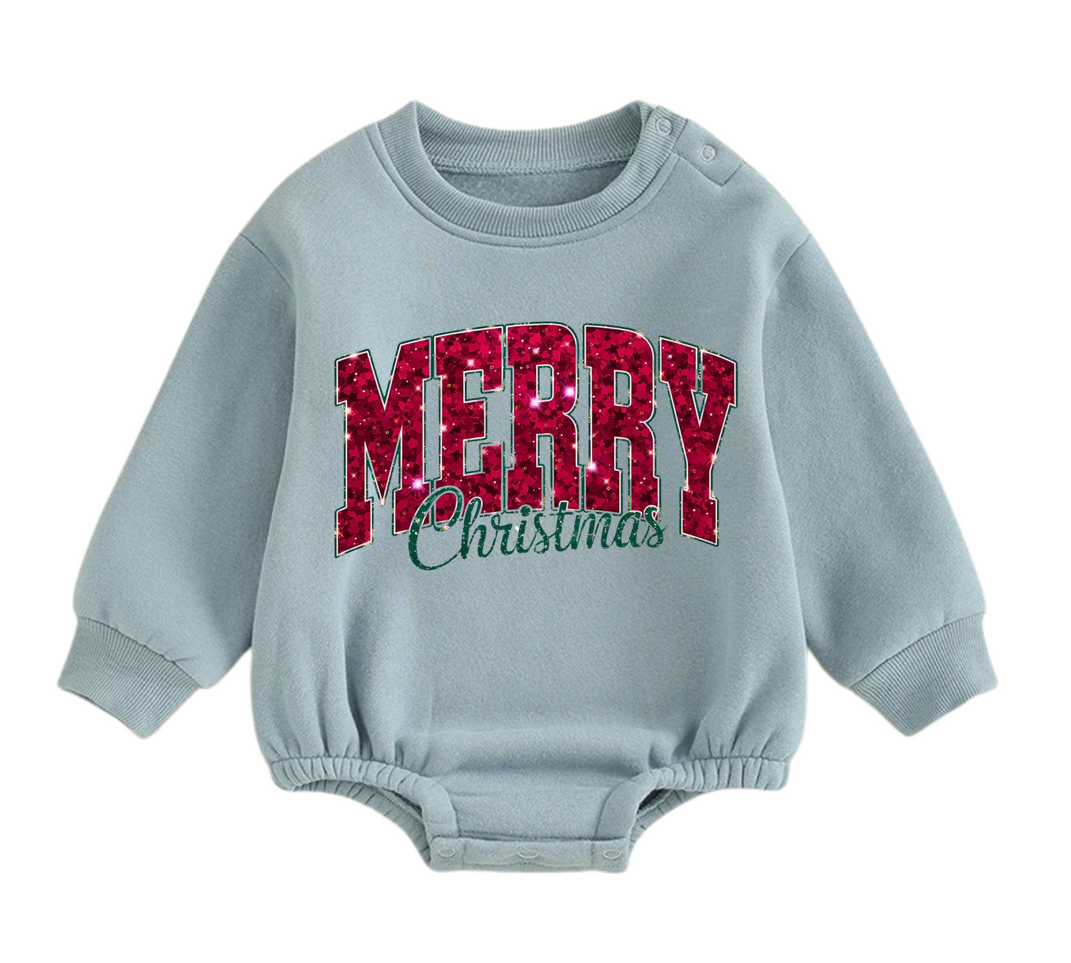Merry Christmas fleece Baby Oversized christmas Sweatshirt Romper Hippo Boutique