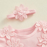 Floral Lace Baby Girl Dress Romper with Matching Flower Headband Hippo Boutique