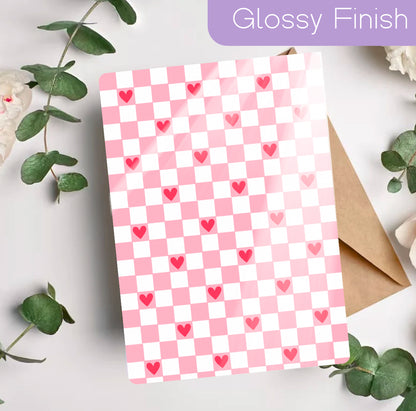 Kindle Insert - Pink Checkered Hearts