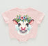 Floral Highland Cow Baby t-shirt Bubble Romper Hippo Boutique