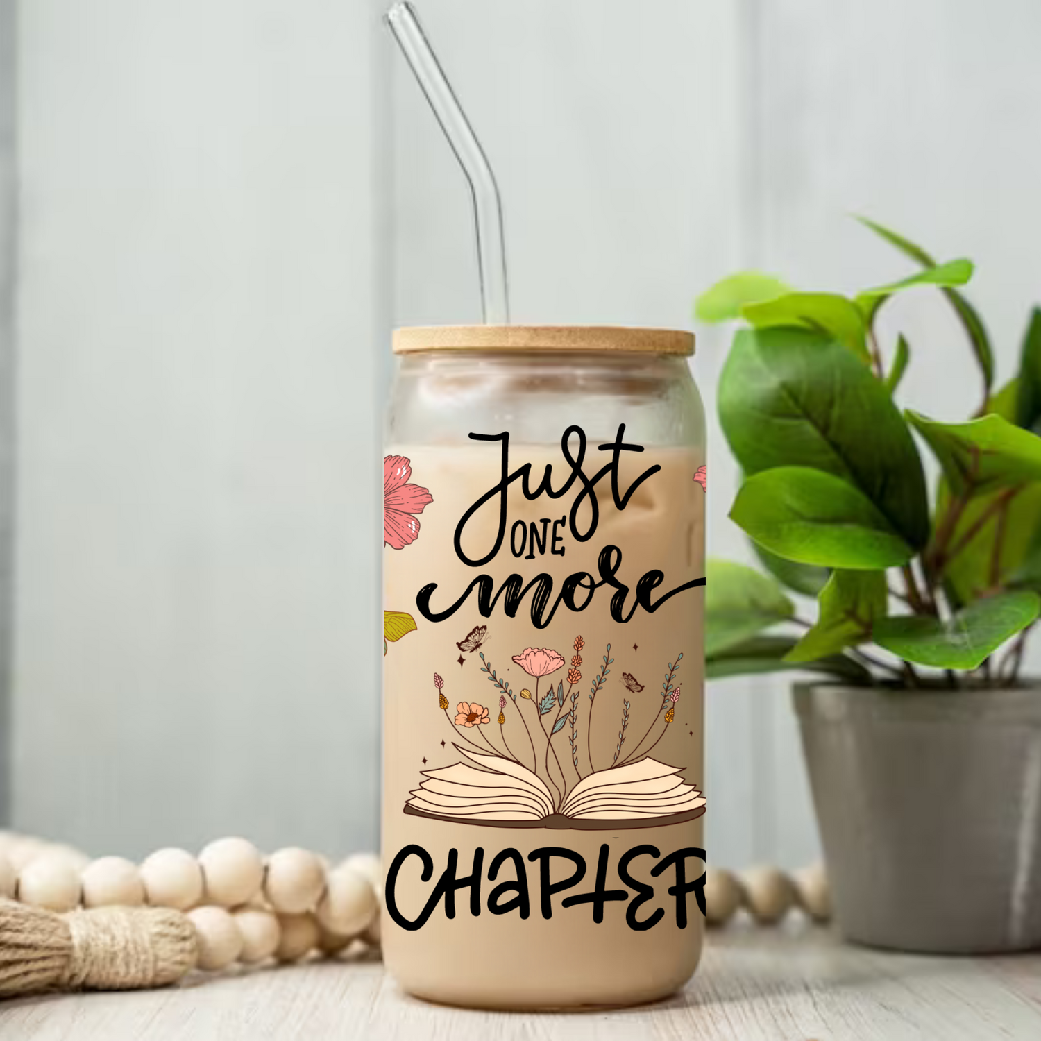 Just One More Chapter Bookish Glass Tumbler Cups Hippo Boutique
