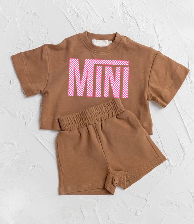 Checkered Mini Baby Girl T-Shirt & Shorts outfit Hippo Boutique