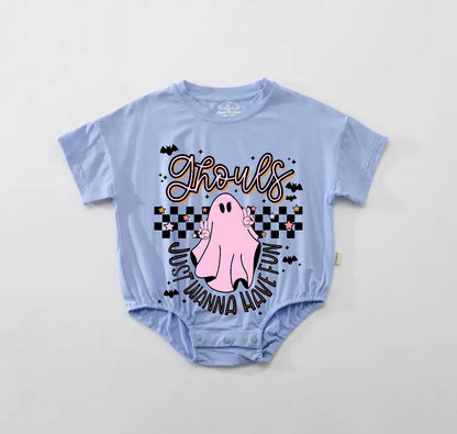 Baby Halloween t-shirt Bubble Romper - Ghouls Just wanna have Fun Hippo Boutique
