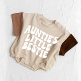 Aunties Little Bestie baby Color Block T-Shirt Bubble Romper Hippo Boutique