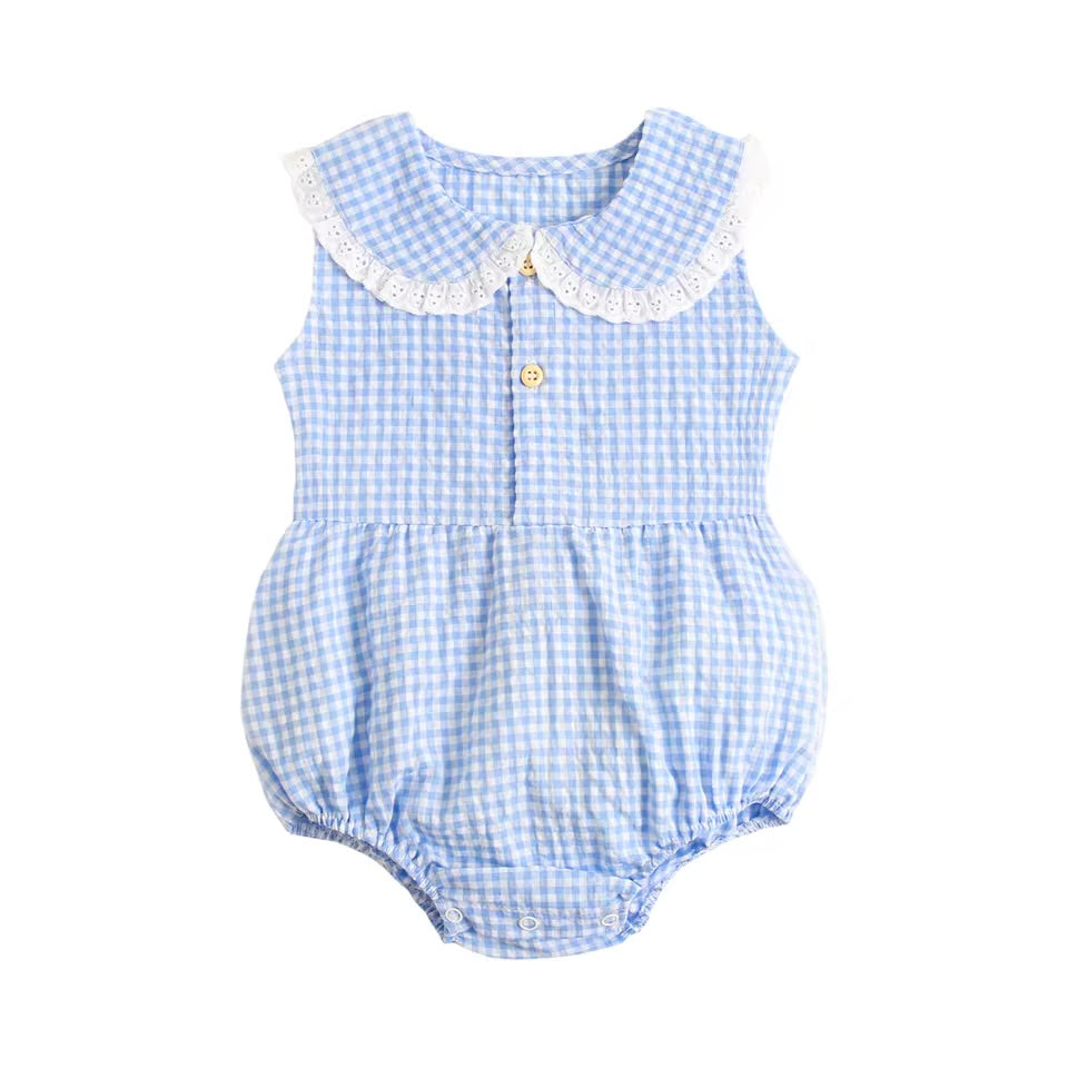 Baby & Toddler Girl Romper with Lace Collar Hippo Boutique