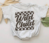 Baby t-shirt Bubble Romper - Wild Child Checkered Hippo Boutique