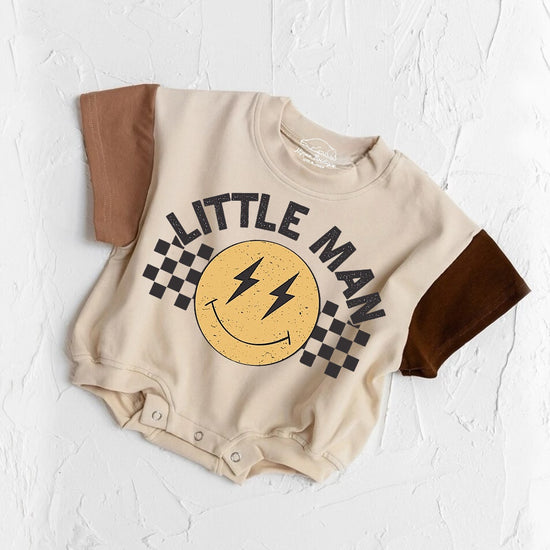 Little Man baby boy Color Block T-Shirt Bubble Romper Hippo Boutique