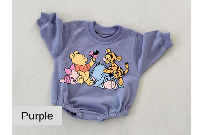 Pooh friends baby Oversized Sweatshirt Romper Hippo Boutique