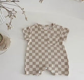 Sand Checkered Romper Hippo Boutique