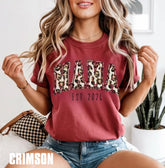 Leopard Print Mama with EST Date Women’s T-Shirt Hippo Boutique