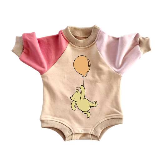 Bear Balloon Color Block Oversized Sweatshirt Romper Hippo Boutique